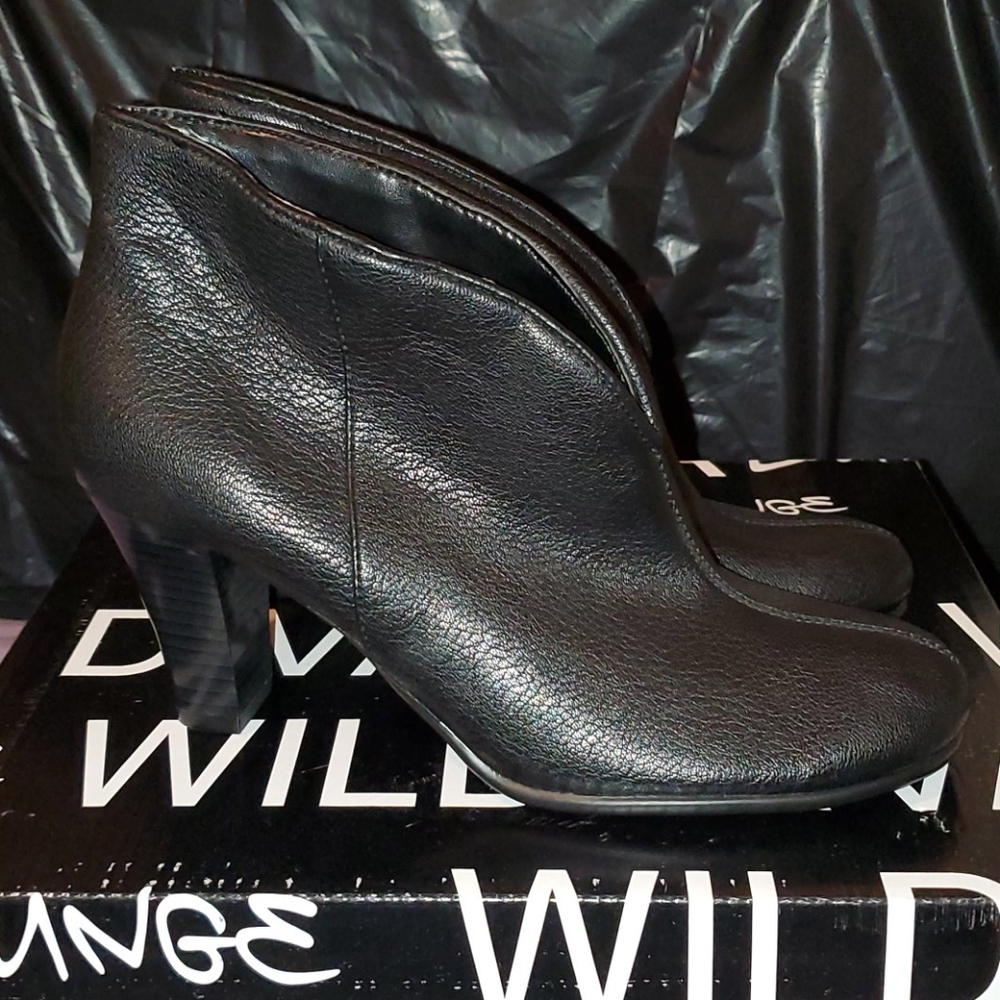 Black leather ankle booties